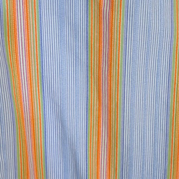 Bugatchi Uomo Shirt Men's Large Colorful Stripe Blue Orange Green Long Sleeve - Picture 4 of 6